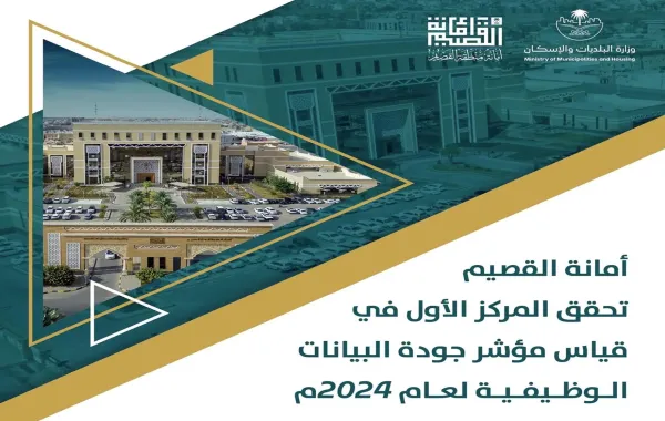 أمانة القصيم تحقق المركز الأول في قياس مؤشر جودة البيانات الوظيفية لعام 2024