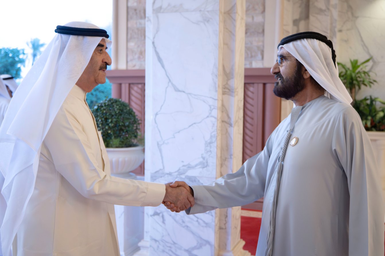 محمد بن راشد يستقبل حاكم أم القيوين ويتبادلان التهاني بمناسبة شهر رمضان