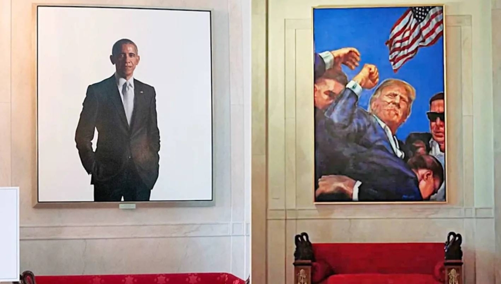 ترمب يستبدل صورة أوباما في البيت الأبيض بلوحة «محاولة اغتياله»