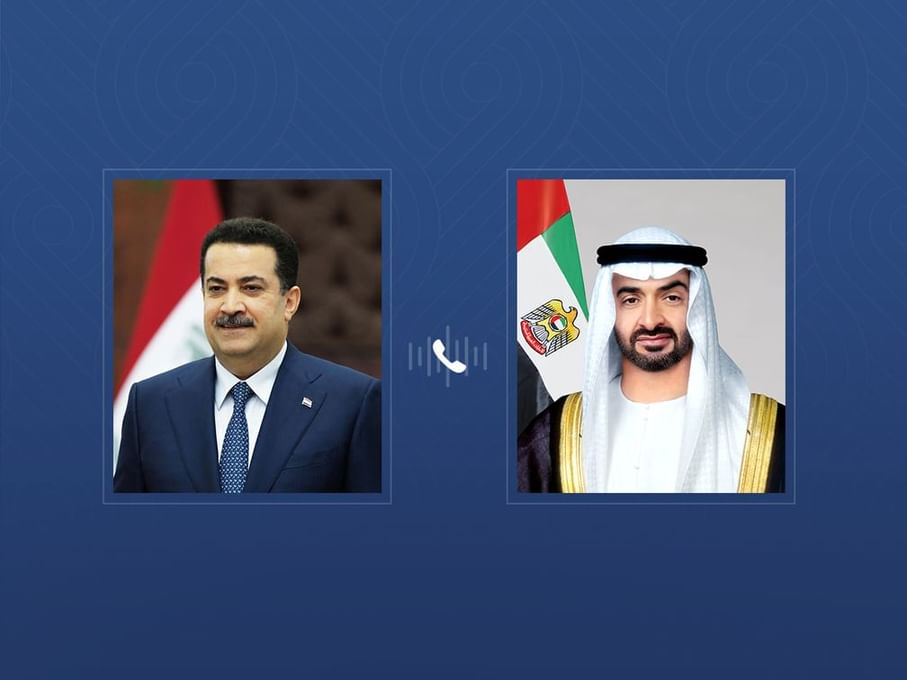 رئيس الدولة ورئيس الوزراء العراقي يبحثان هاتفياً علاقات البلدين والتطورات في المنطقة