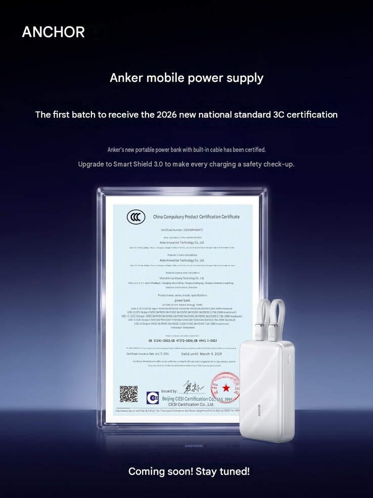 أنكر تشوق لبنك طاقة جديد بسعة 20,000mAh مع كابلات مدمجة وميزات أمان إضافية للبطارية