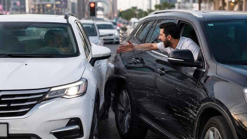 إيقاف الرخصة عاماً لسائق تعمد صدم مركبة مرتين في دبي